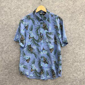 Star Wars Chewbacca Men's Hawaiian Short Sleeve Button Down Shirt LG Blue Floral